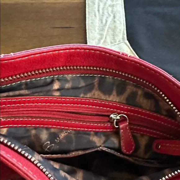B. Makowsky  Red Leather Crossbody Bag - Picture 12 of 15